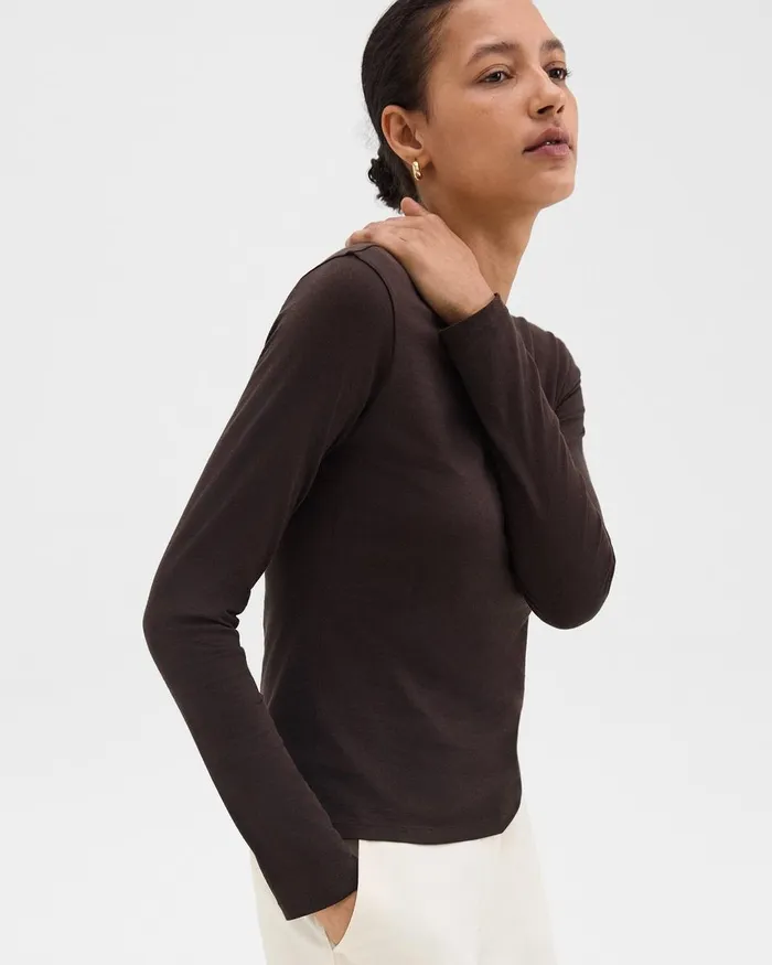 Women Theory TShirts Tank Tops Tiny LongSleeve Tee In Organic Cotton Hickory