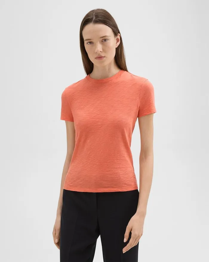 Women Theory TShirts Tank Tops Tiny Tee In Organic Slub Cotton Bright Coral