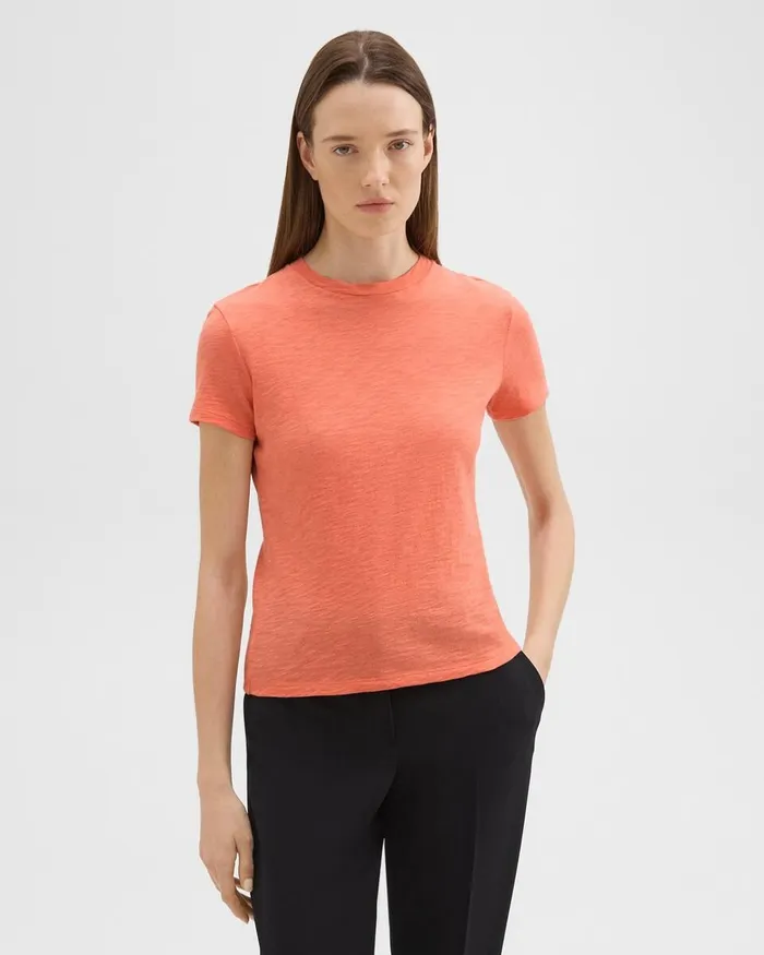 Women Theory TShirts Tank Tops Tiny Tee In Organic Slub Cotton Bright Coral