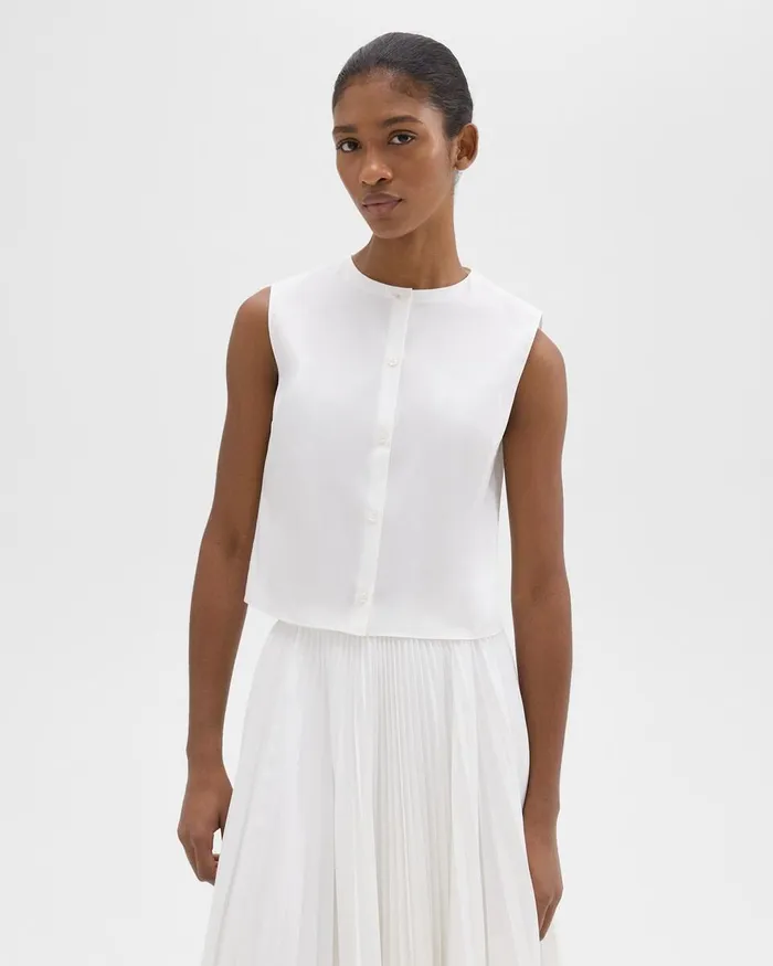 Women Theory Tops Shell Top In Good Cotton White