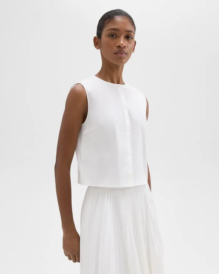 Women Theory Tops Shell Top In Good Cotton White