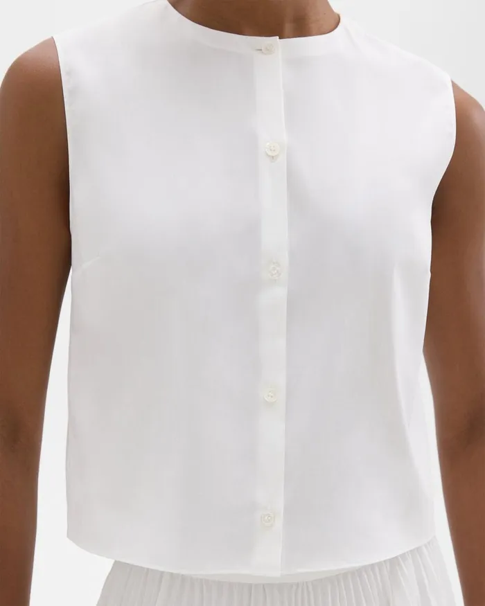Women Theory Tops Shell Top In Good Cotton White