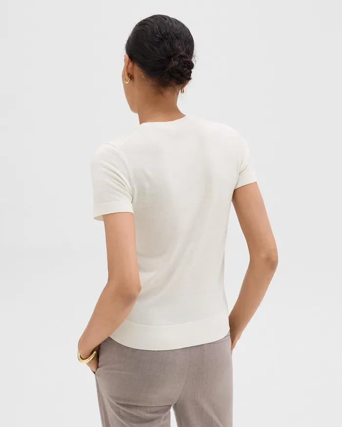 Women Theory Tops Sweater Tee In Regal Wool New Ivory