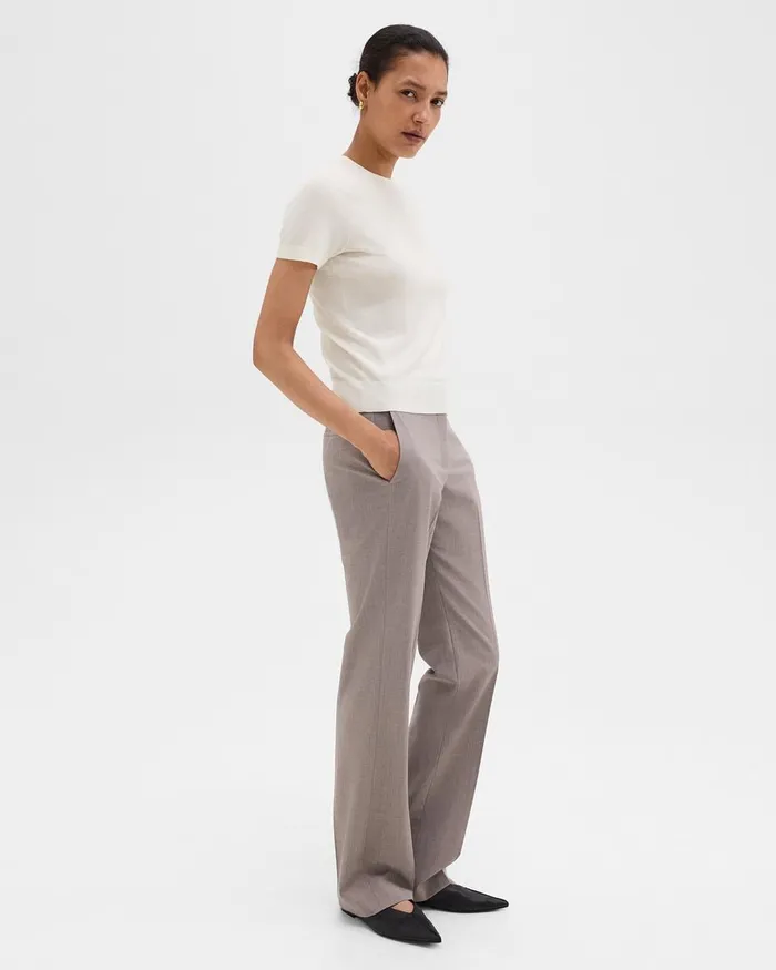 Women Theory Tops Sweater Tee In Regal Wool New Ivory