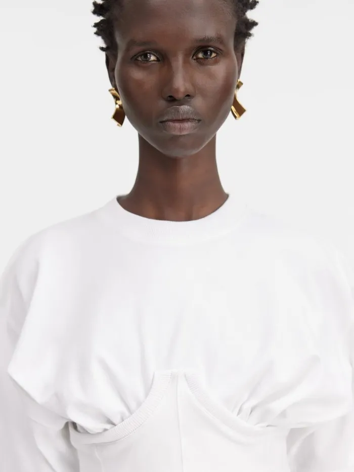 Women Tops and Shirts JACQUEMUS The Caraco Tshirt White Women Tops and Shirts JACQUEMUS The Caraco Tshirt White