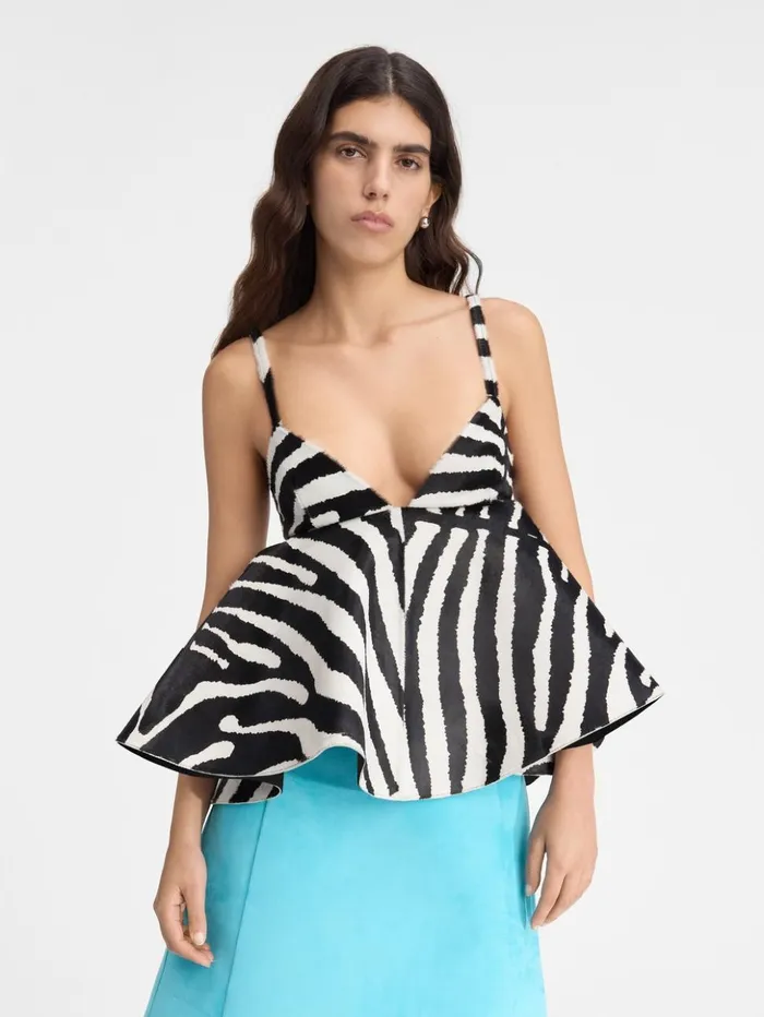 Women Tops and Shirts JACQUEMUS The Vela Top Black and White Zebra Women Tops and Shirts JACQUEMUS The Vela Top Black and White Zebra