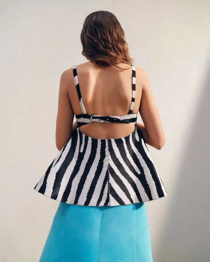 Women Tops and Shirts JACQUEMUS The Vela Top Black and White Zebra Women Tops and Shirts JACQUEMUS The Vela Top Black and White Zebra