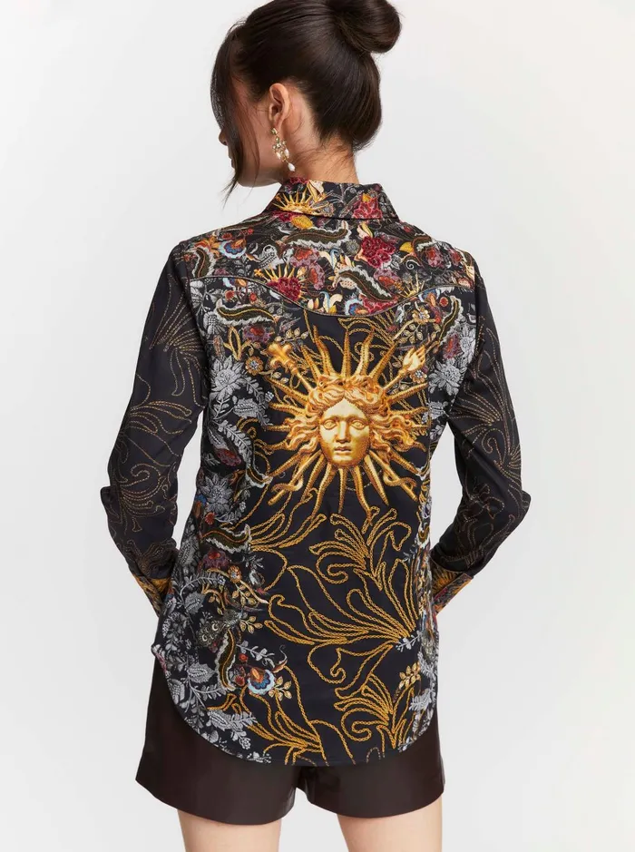 Women Tops Robert Graham LIMITED EDITION JEWELED GODDESS LONG SLEEVE SHIRT Multi
