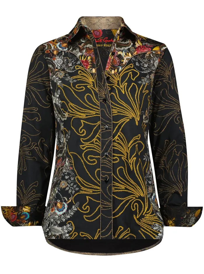 Women Tops Robert Graham LIMITED EDITION JEWELED GODDESS LONG SLEEVE SHIRT Multi