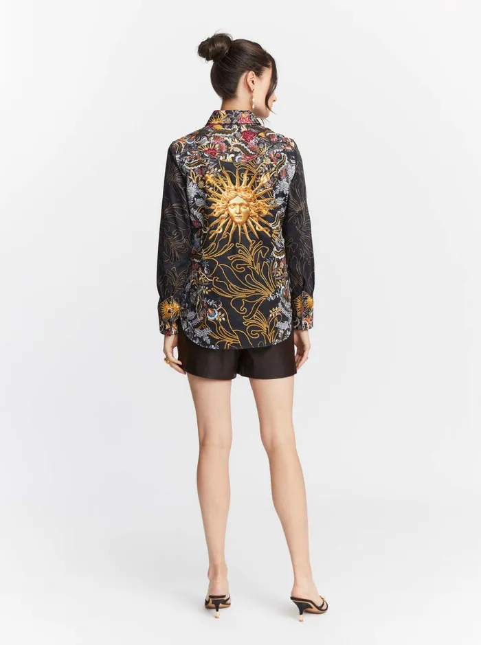 Women Tops Robert Graham LIMITED EDITION JEWELED GODDESS LONG SLEEVE SHIRT Multi