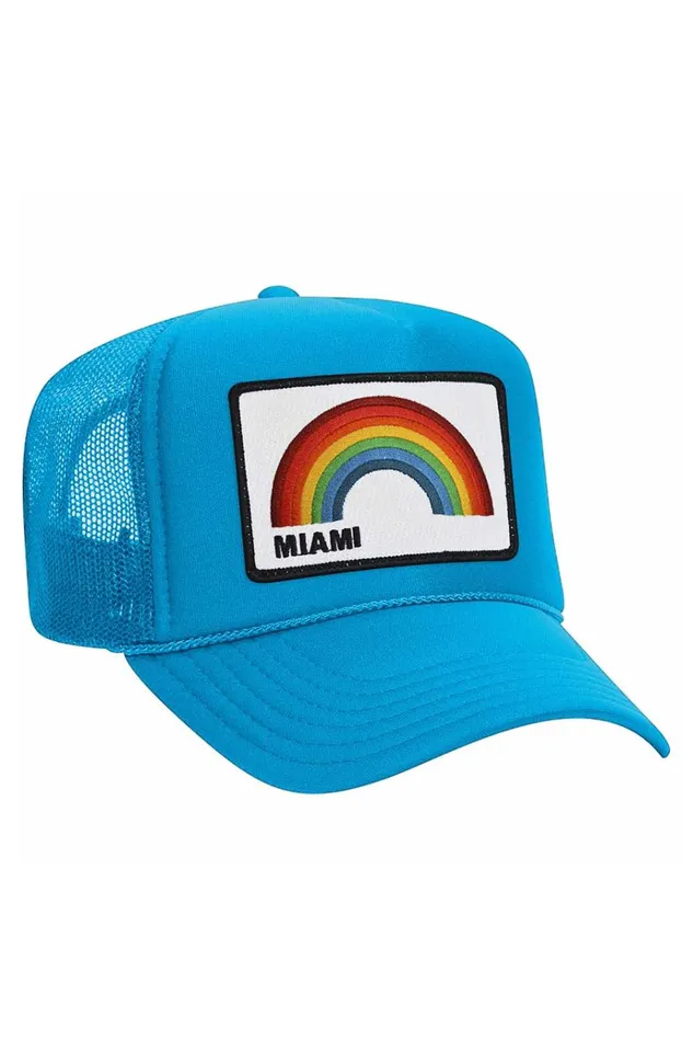 Women Trucker Hats Aviator Nation MIAMI RAINBOW TRUCKER HAT Women Trucker Hats Aviator Nation MIAMI RAINBOW TRUCKER HAT