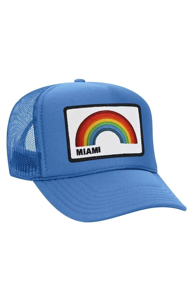 Women Trucker Hats Aviator Nation MIAMI RAINBOW TRUCKER HAT Women Trucker Hats Aviator Nation MIAMI RAINBOW TRUCKER HAT