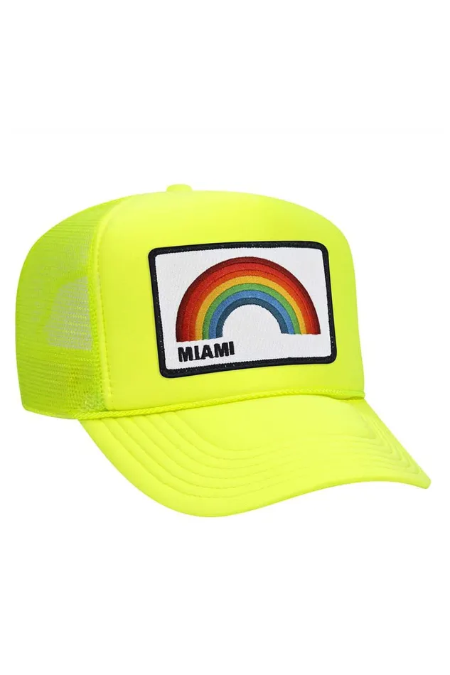 Women Trucker Hats Aviator Nation MIAMI RAINBOW TRUCKER HAT Women Trucker Hats Aviator Nation MIAMI RAINBOW TRUCKER HAT