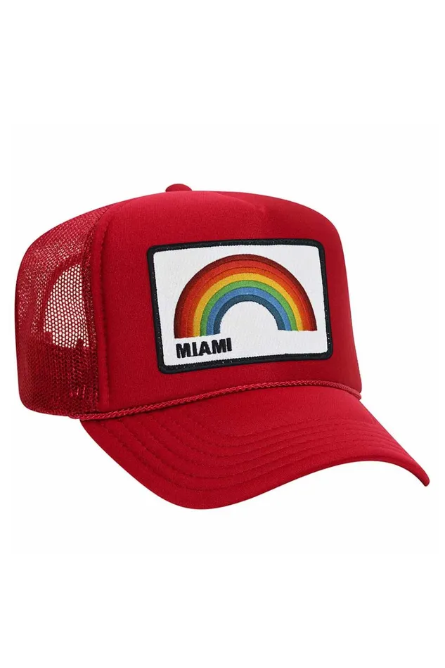 Women Trucker Hats Aviator Nation MIAMI RAINBOW TRUCKER HAT Women Trucker Hats Aviator Nation MIAMI RAINBOW TRUCKER HAT