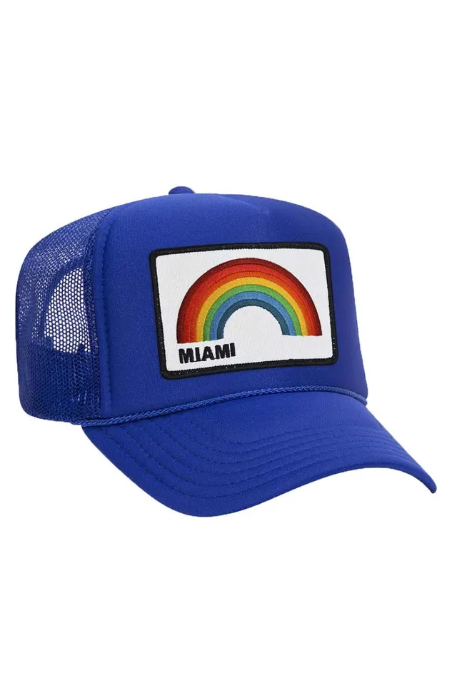 Women Trucker Hats Aviator Nation MIAMI RAINBOW TRUCKER HAT Women Trucker Hats Aviator Nation MIAMI RAINBOW TRUCKER HAT