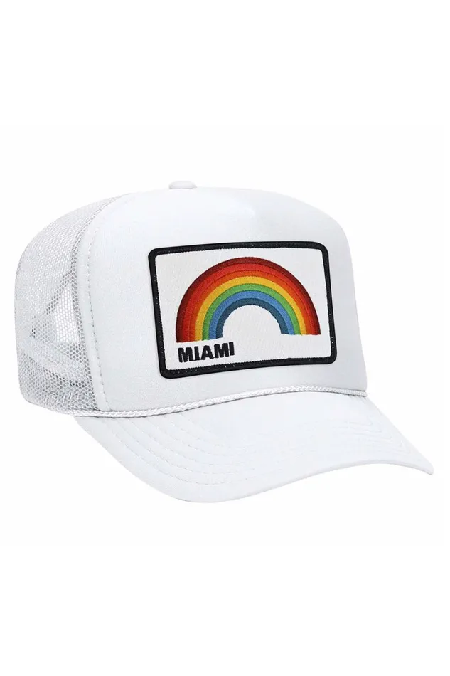 Women Trucker Hats Aviator Nation MIAMI RAINBOW TRUCKER HAT Women Trucker Hats Aviator Nation MIAMI RAINBOW TRUCKER HAT