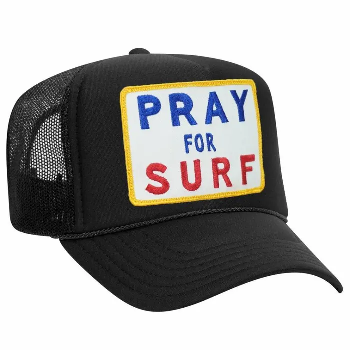 Women Trucker Hats Aviator Nation PRAY FOR SURF VINTAGE TRUCKER HAT