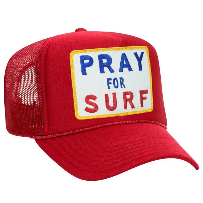 Women Trucker Hats Aviator Nation PRAY FOR SURF VINTAGE TRUCKER HAT