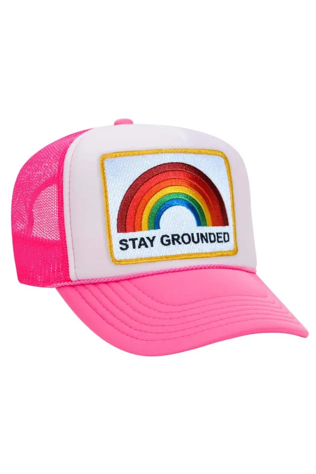 Women Trucker Hats Aviator Nation STAY GROUNDED TRUCKER HAT Women Trucker Hats Aviator Nation STAY GROUNDED TRUCKER HAT