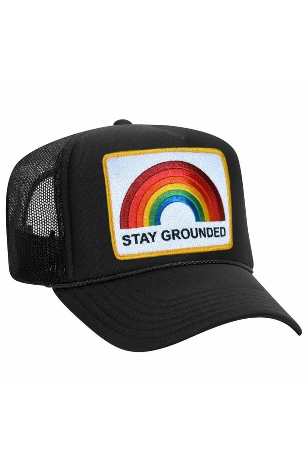 Women Trucker Hats Aviator Nation STAY GROUNDED TRUCKER HAT Women Trucker Hats Aviator Nation STAY GROUNDED TRUCKER HAT
