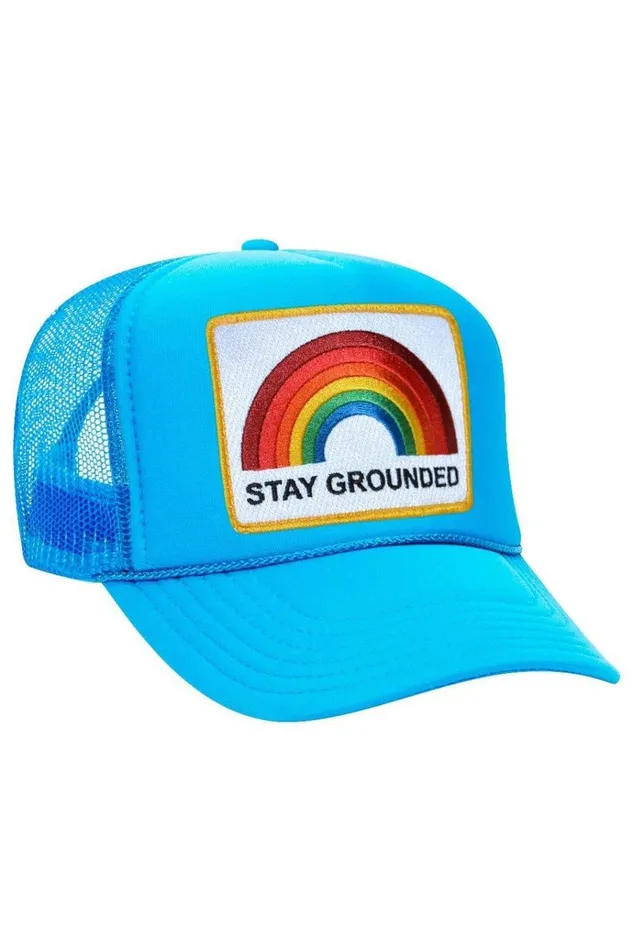 Women Trucker Hats Aviator Nation STAY GROUNDED TRUCKER HAT Women Trucker Hats Aviator Nation STAY GROUNDED TRUCKER HAT