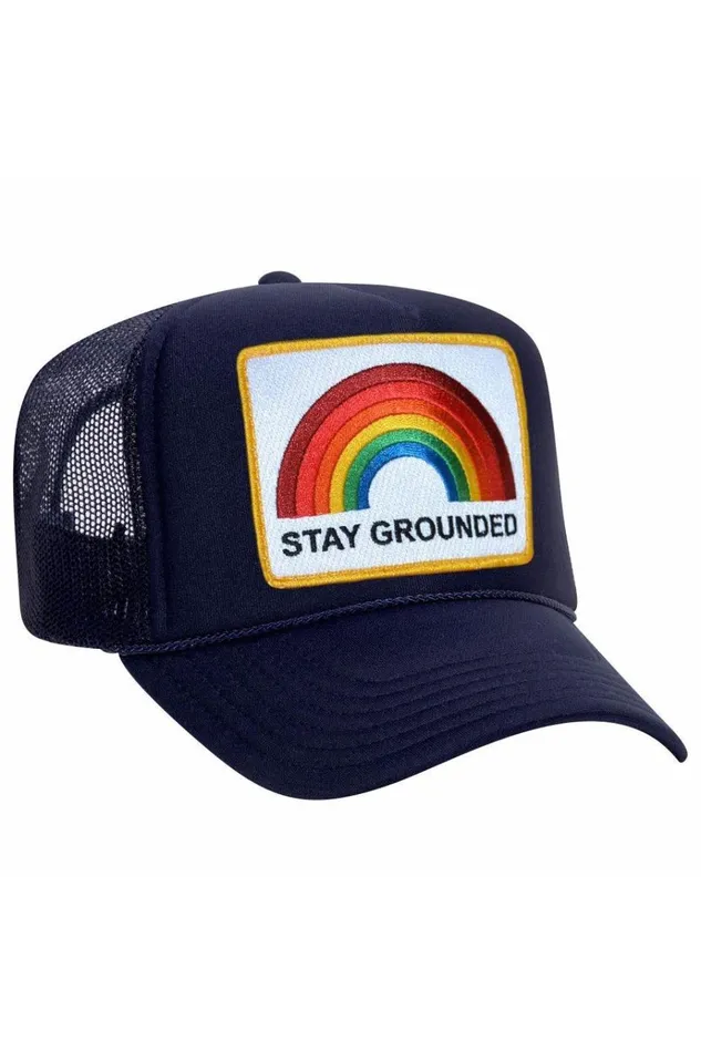 Women Trucker Hats Aviator Nation STAY GROUNDED TRUCKER HAT Women Trucker Hats Aviator Nation STAY GROUNDED TRUCKER HAT