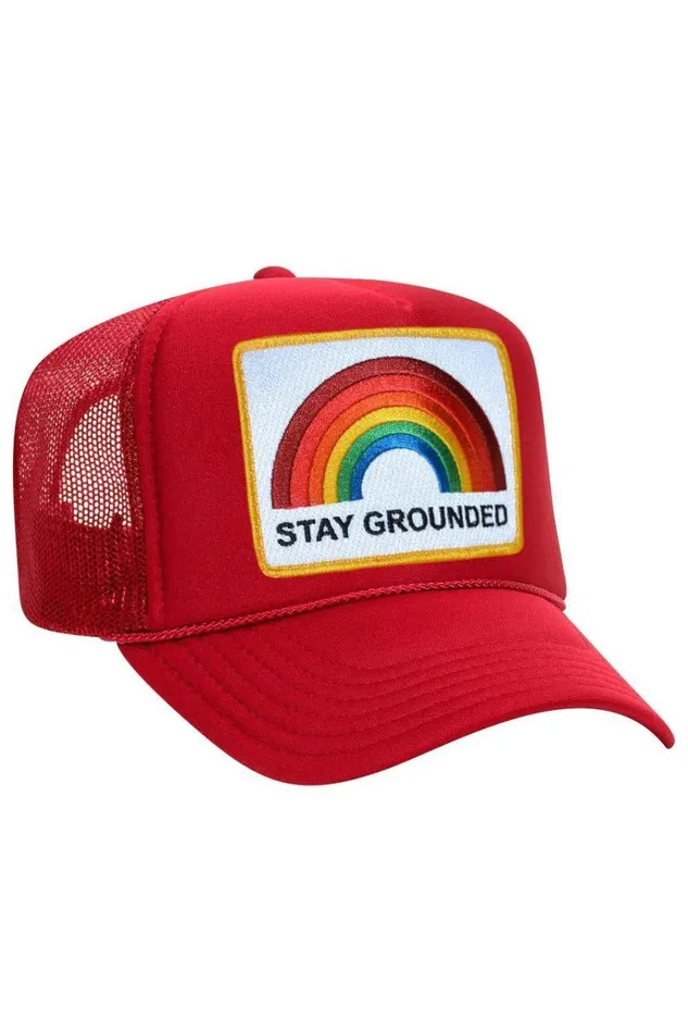Women Trucker Hats Aviator Nation STAY GROUNDED TRUCKER HAT Women Trucker Hats Aviator Nation STAY GROUNDED TRUCKER HAT