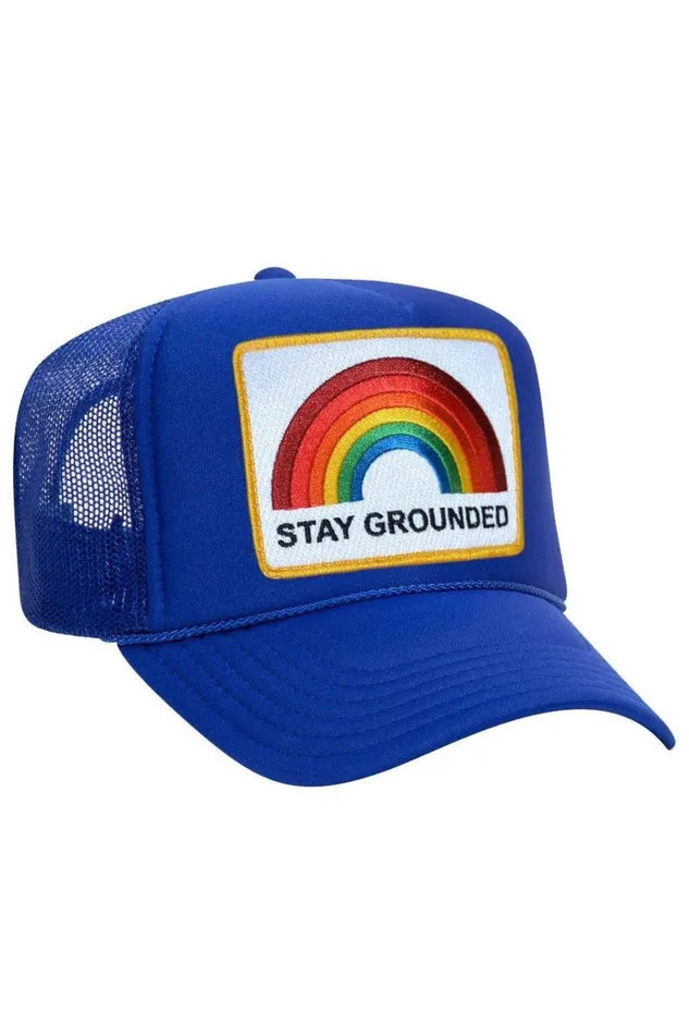 Women Trucker Hats Aviator Nation STAY GROUNDED TRUCKER HAT Women Trucker Hats Aviator Nation STAY GROUNDED TRUCKER HAT