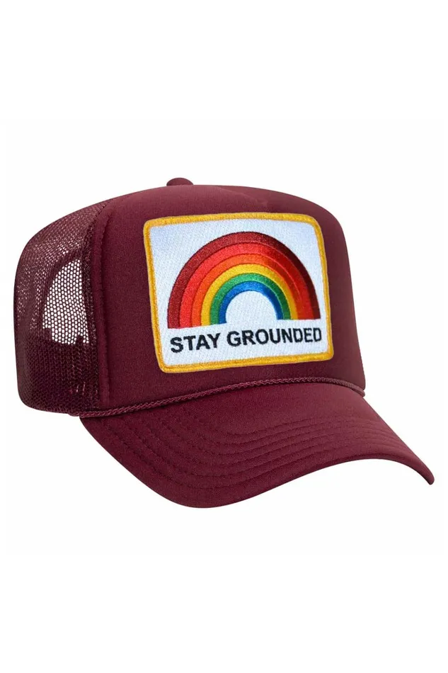 Women Trucker Hats Aviator Nation STAY GROUNDED TRUCKER HAT Women Trucker Hats Aviator Nation STAY GROUNDED TRUCKER HAT