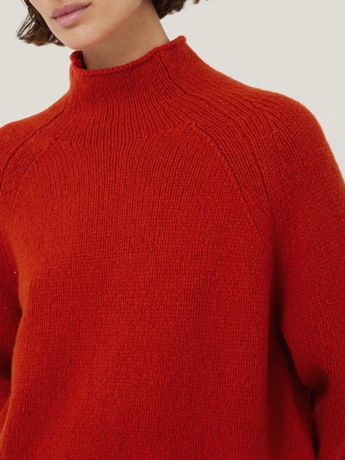 Women Wool Blend Snowdon Jumper Orange Jigsaw Knitwear and Cashmere