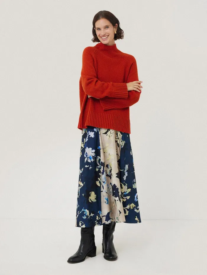 Women Wool Blend Snowdon Jumper Orange Jigsaw Knitwear and Cashmere