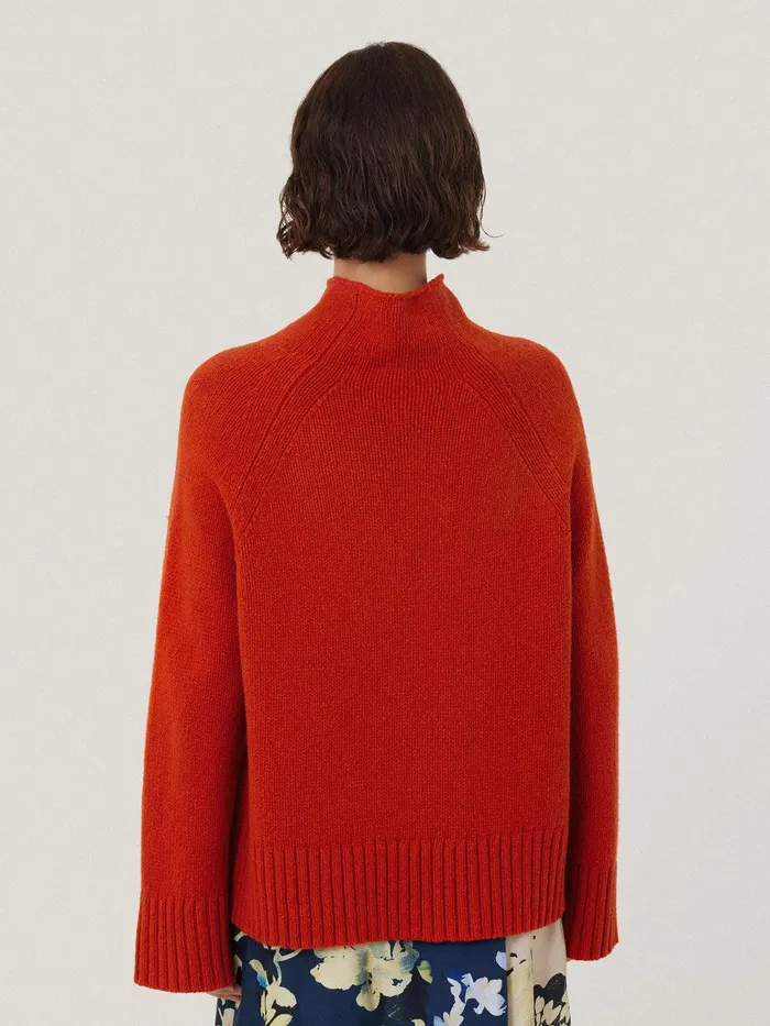 Women Wool Blend Snowdon Jumper Orange Jigsaw Knitwear and Cashmere
