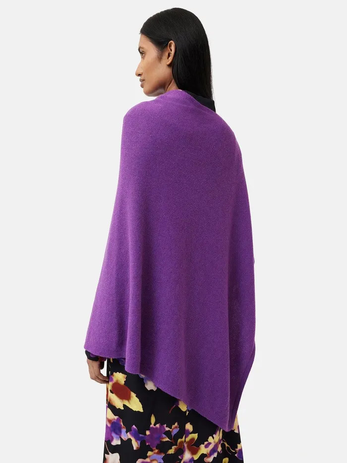 Women Wool Cashmere Blend Drape Poncho Purple Jigsaw Ponchos and Scarves