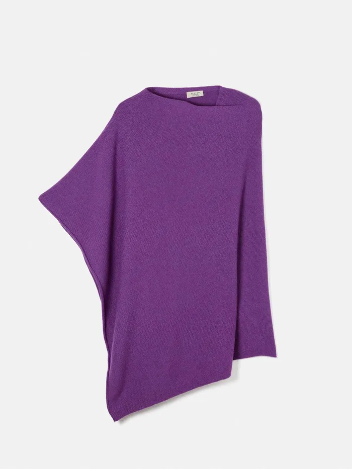 Women Wool Cashmere Blend Drape Poncho Purple Jigsaw Ponchos and Scarves