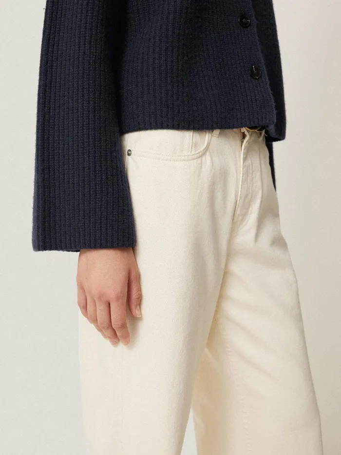 Women Wool Cashmere Blend Rib Cardigan Navy Jigsaw Knitwear and Cashmere