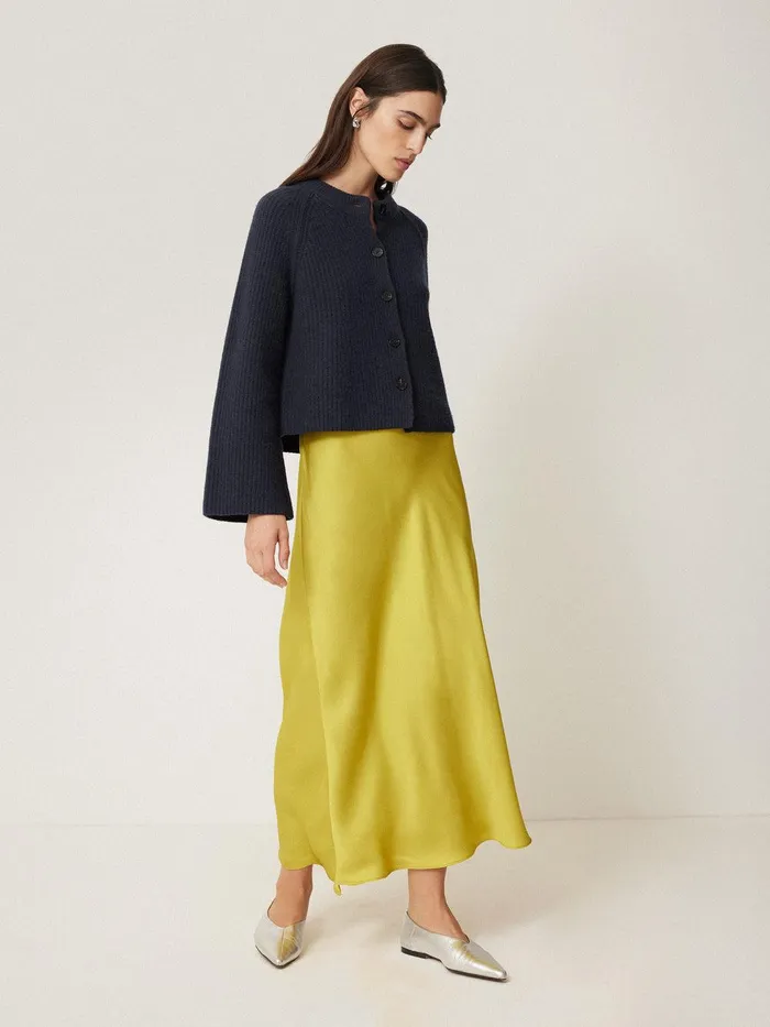 Women Wool Cashmere Blend Rib Cardigan Navy Jigsaw Knitwear and Cashmere