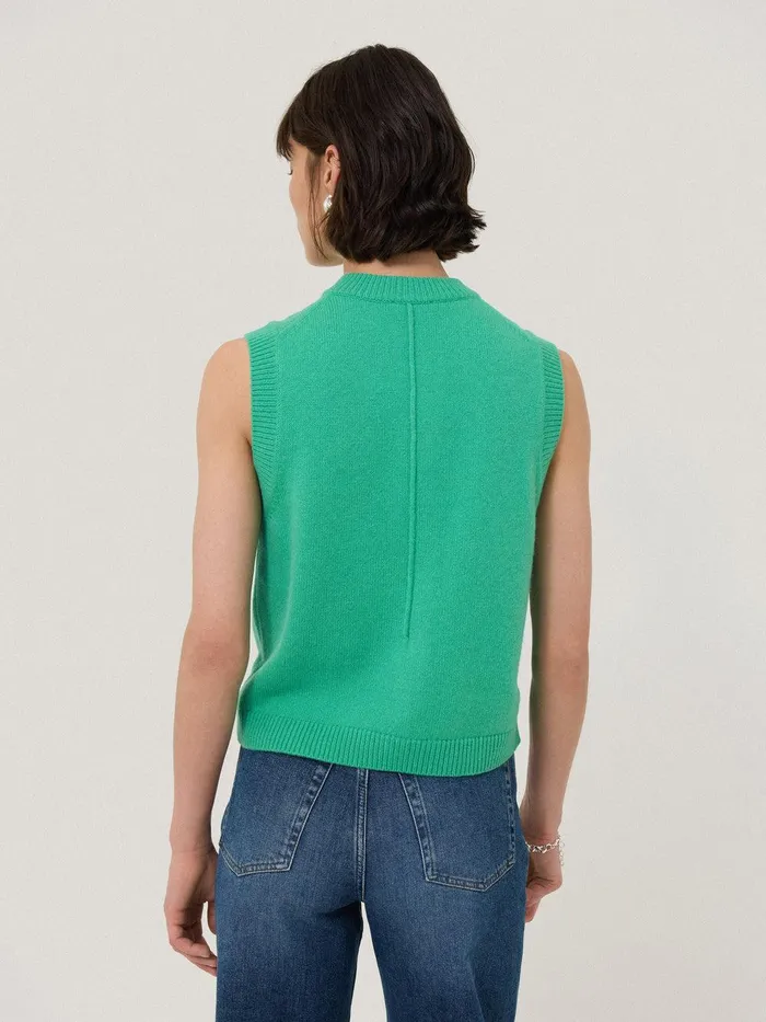 Women Wool Cashmere Blend Waistcoat Green Jigsaw Knitwear and Cashmere