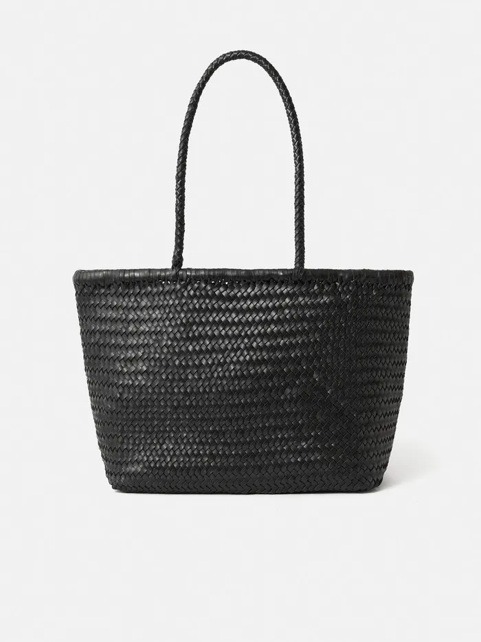 Women Woven Leather Tote Bag Black Jigsaw Wallets and Card Holders