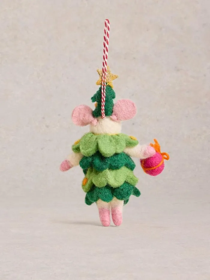Women Xmas Tree Mouse Hanging Dec Green Multi White Stuff Decorations