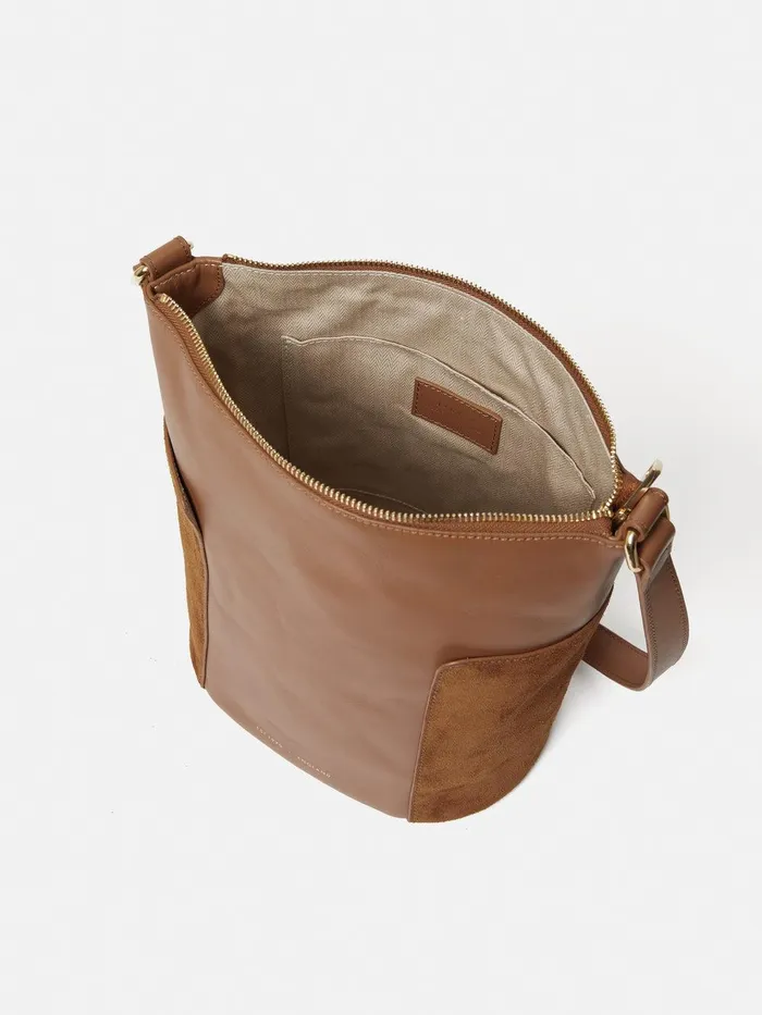Women York Slouchy Bucket Bag Tan Jigsaw Leather